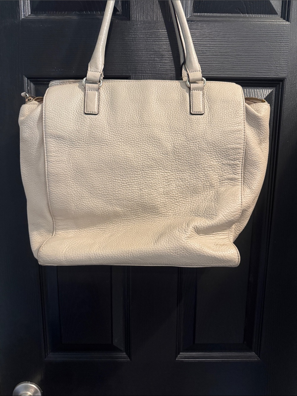 kate spade Cream Pebbled Leather Large Tote with Front Zip Pocket - Picture 2 of 7